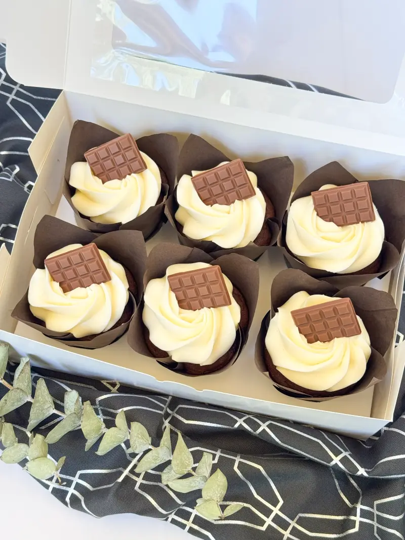 chocolate cherry cupcakes in the box Active Image