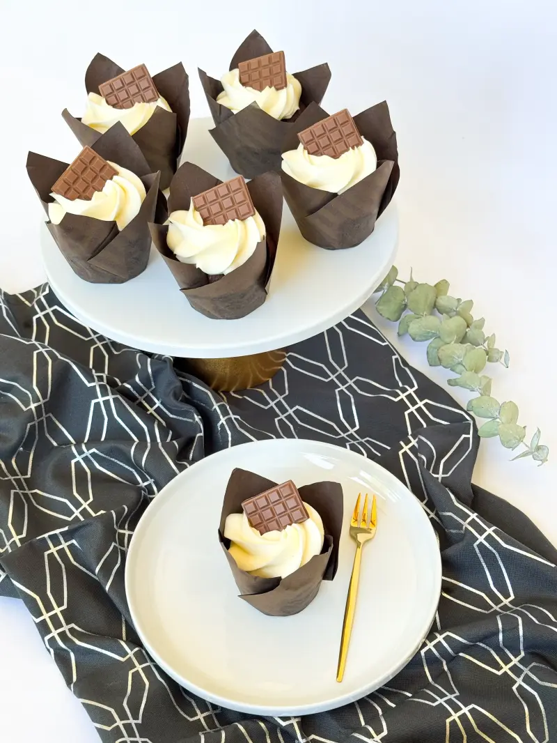 chocolate cherry cupcake on the plate Active Image