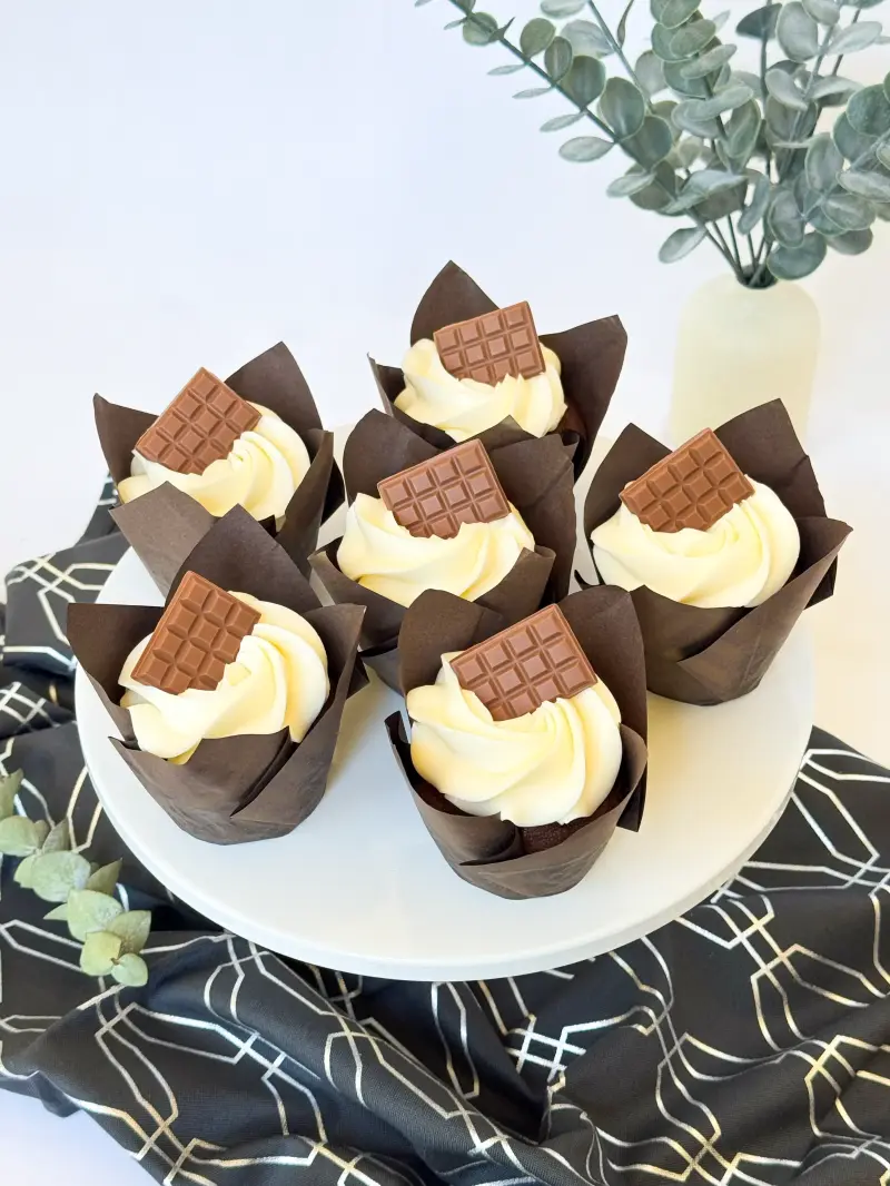 chocolate cherry cupcakes on the stand Active Image