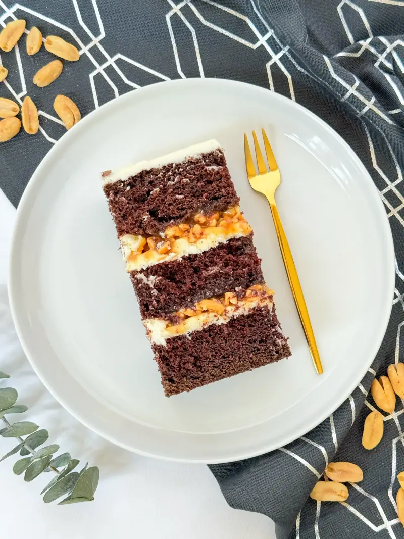 slice of snickers cake on the cake plate Active Image