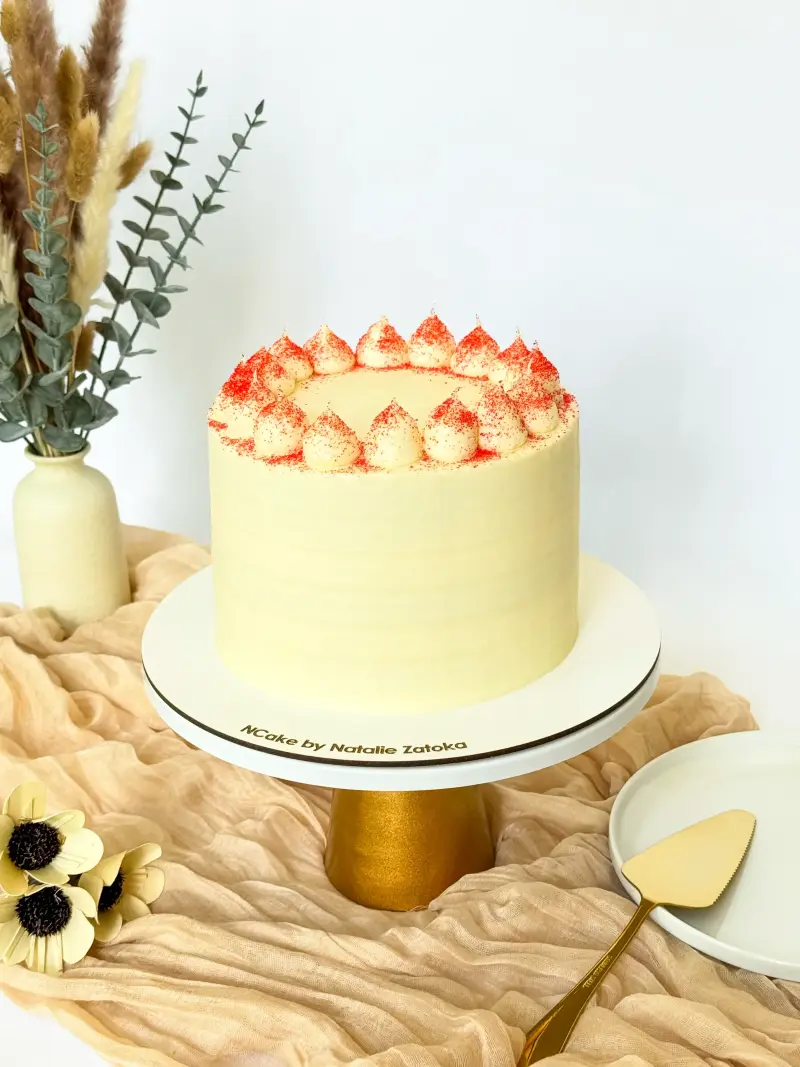 whole red velvet cake on the cake stand Active Image