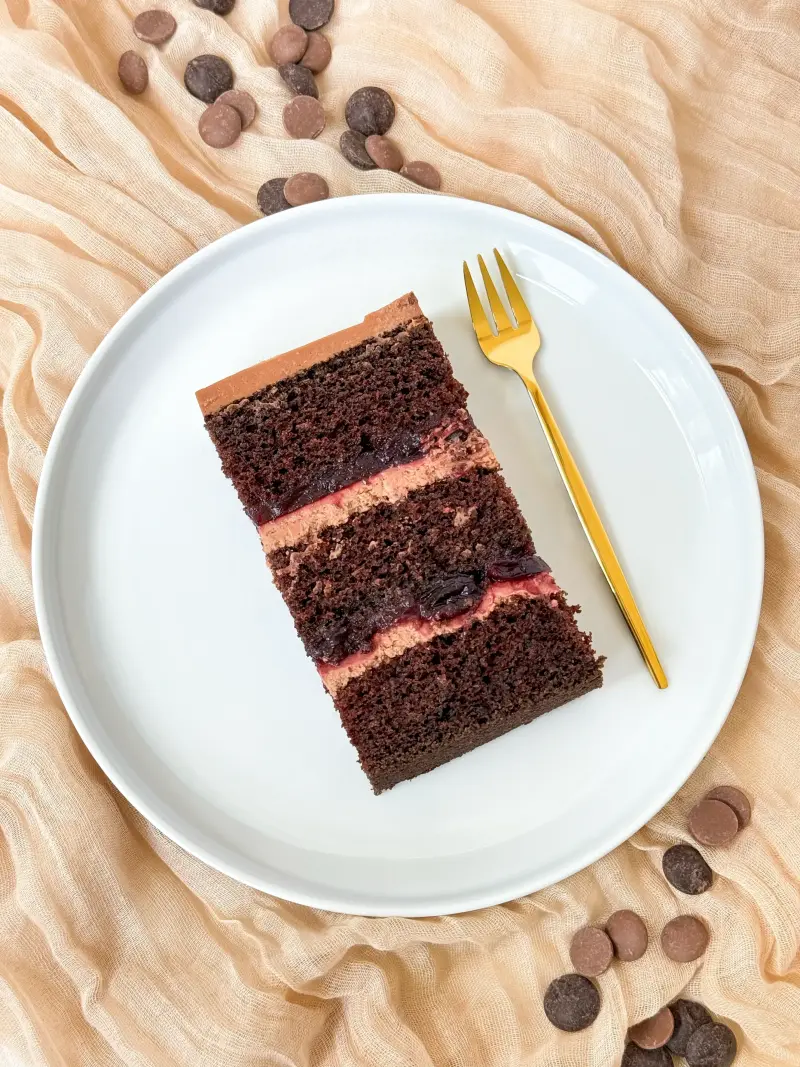 slice of chocolate cherry cake Active Image