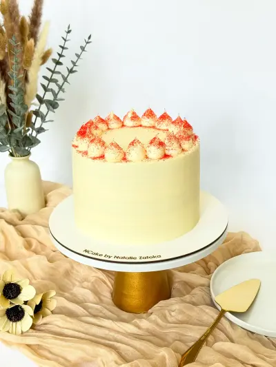 whole red velvet cake on the cake stand 59