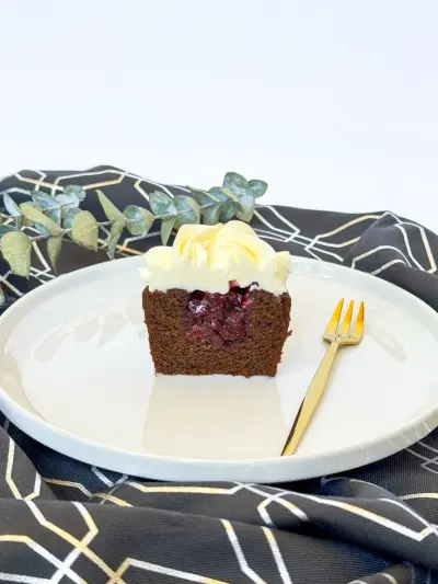 cut inside of chocolate cherry cupcake 153