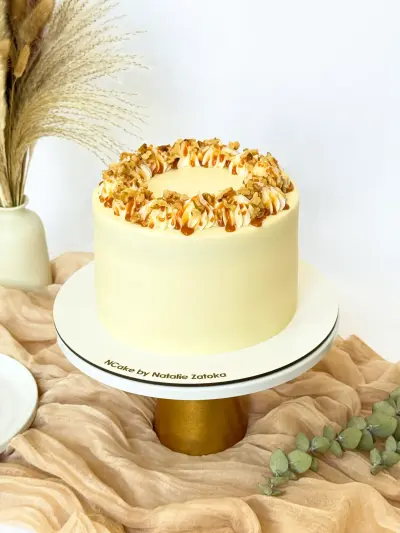 whole carrot cake with decoration